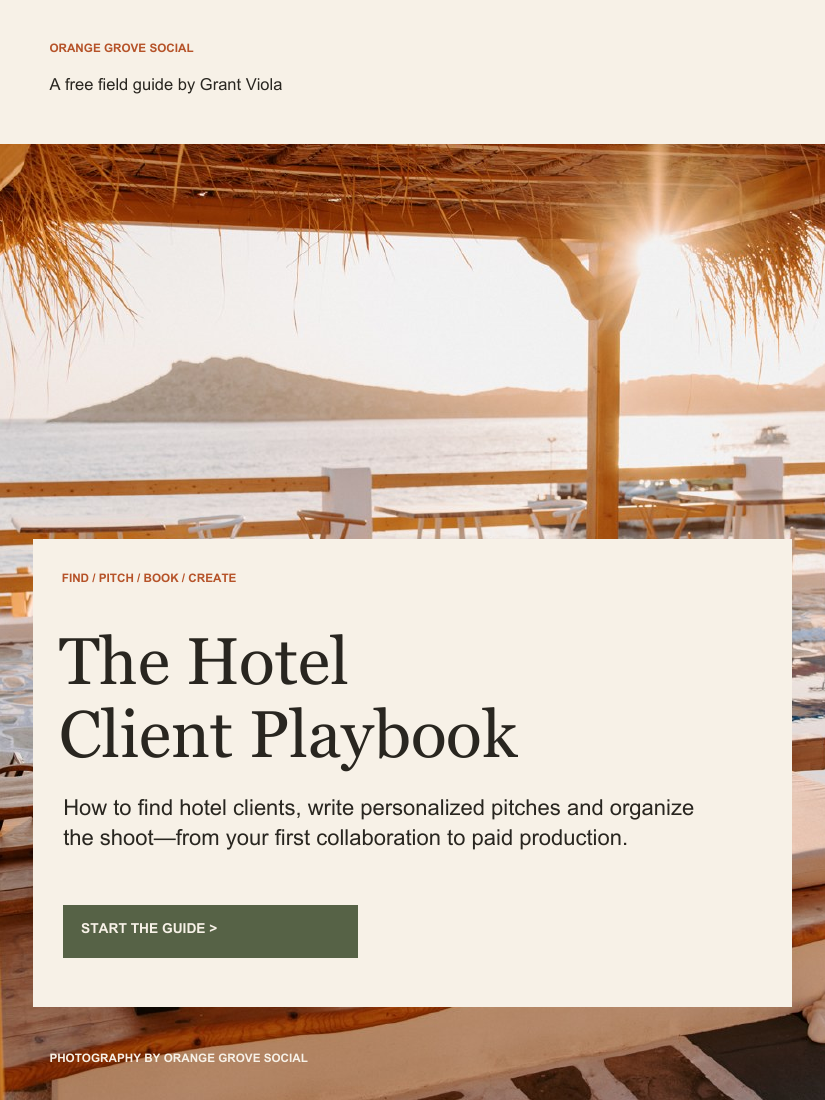 Cover of The Hotel Client Playbook by Orange Grove Social