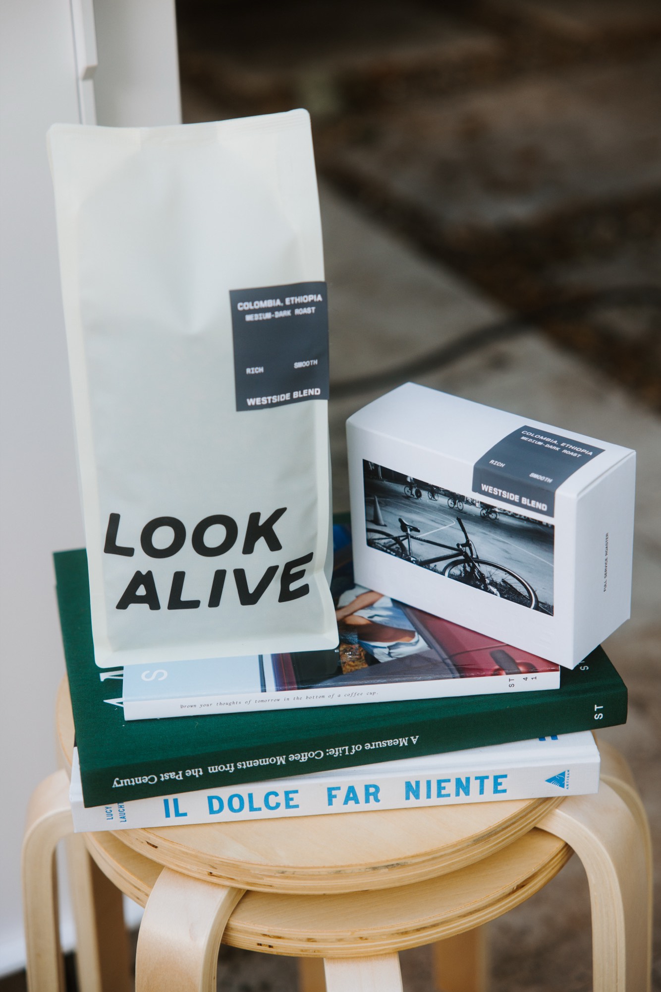 Coffee bag and box packaging — studio product photography by Orange Grove Social