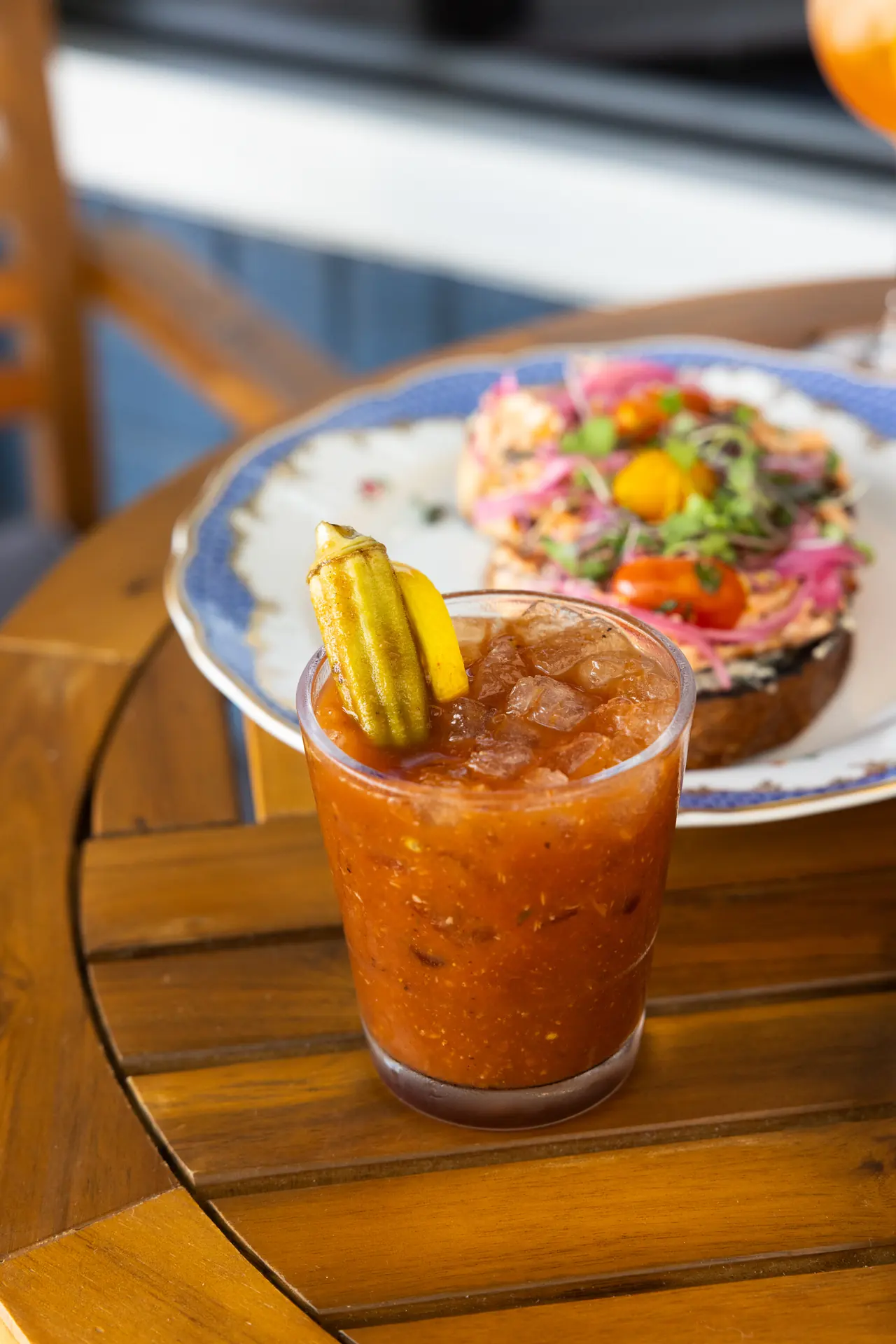 Bloody Mary and brunch at The Tides Market in Safety Harbor, FL, photographed by Orange Grove Social